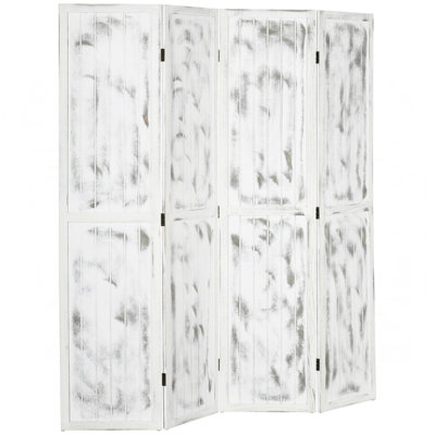 5.5' 4 Panel Room Divider Folding Privacy Screen Panels, White