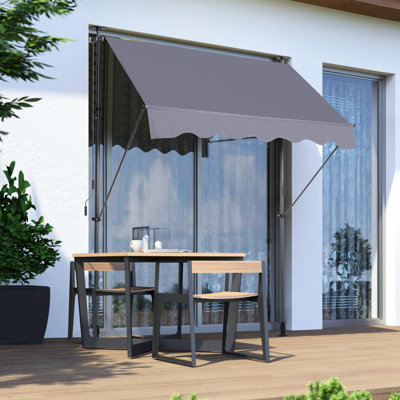 Pare-soleil 180g en tissu - Auvent rétractable 78 "x 47" pour patio manuel extérieur 78 "avec imperméable et protection