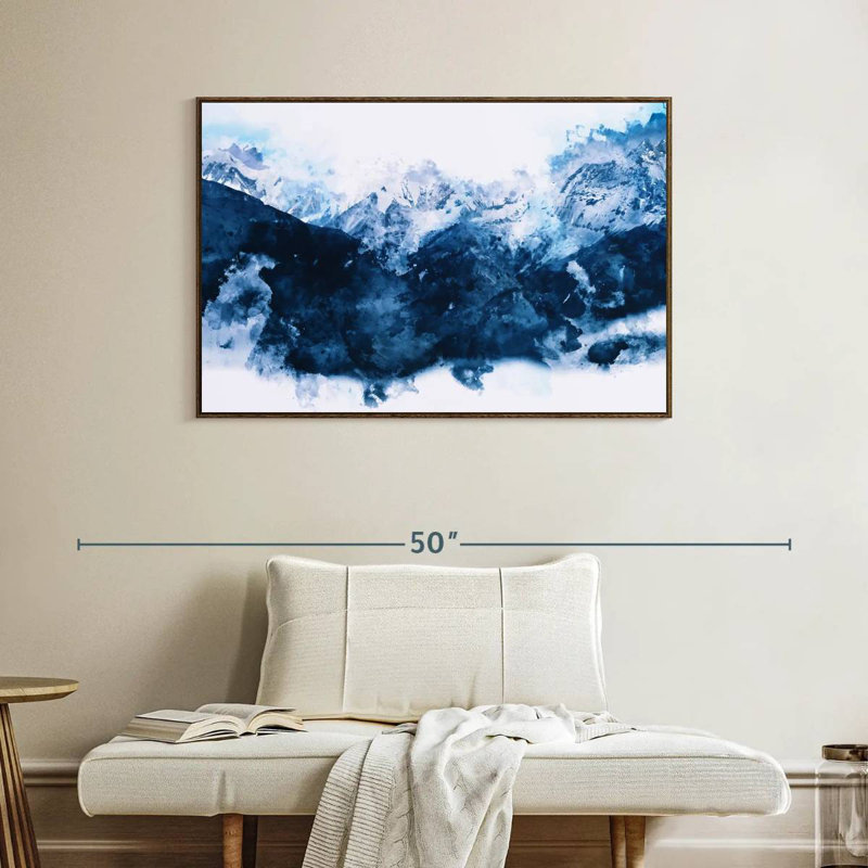 Montagnes enneigées, Cadre flottant noyer, 40 po x 27 po