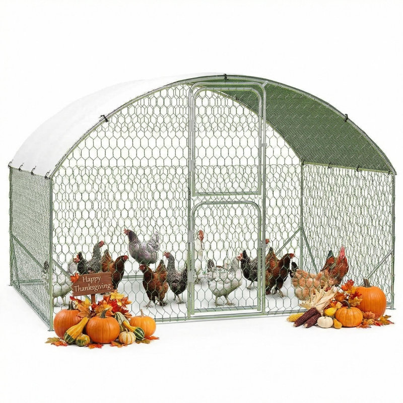 Large Metal Chicken Coop Run, Chicken Run for Yard with Cover, Large Chicken Run, Walk-in Poultry Cage,Chicken Coop for Chickens