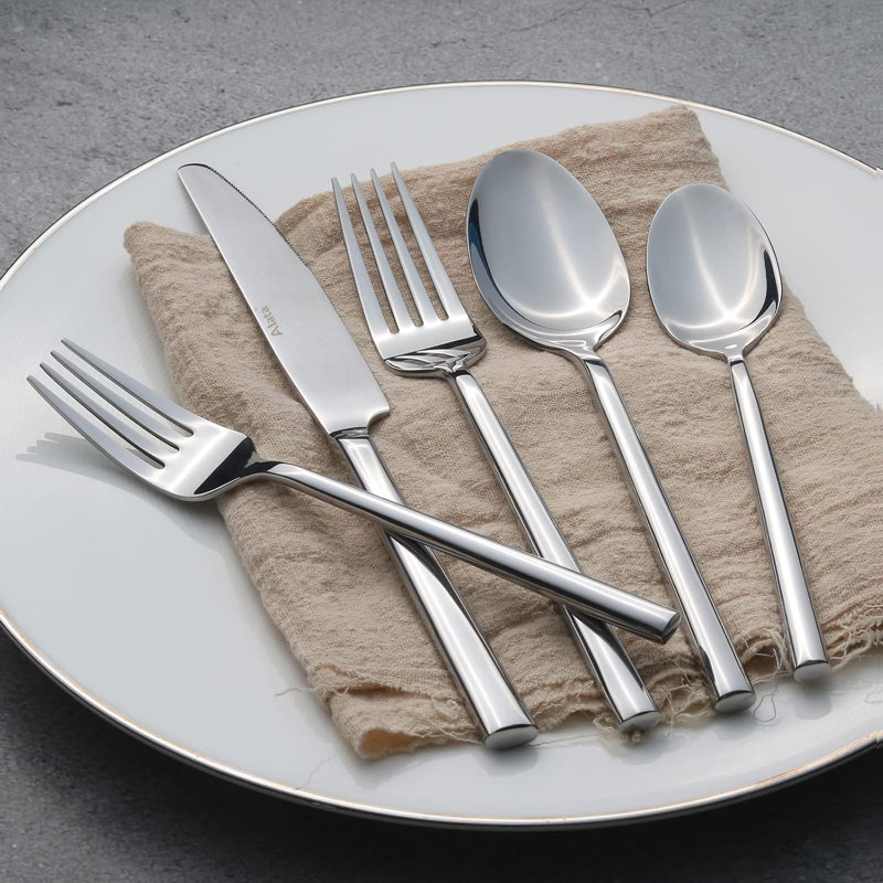 Ensemble de couverts en acier inoxydable 60 pièces Potter, ensemble de couverts à finition miroir forgé, service pour 12 personnes, lavable au lave-vaisselle, design durable et élégant