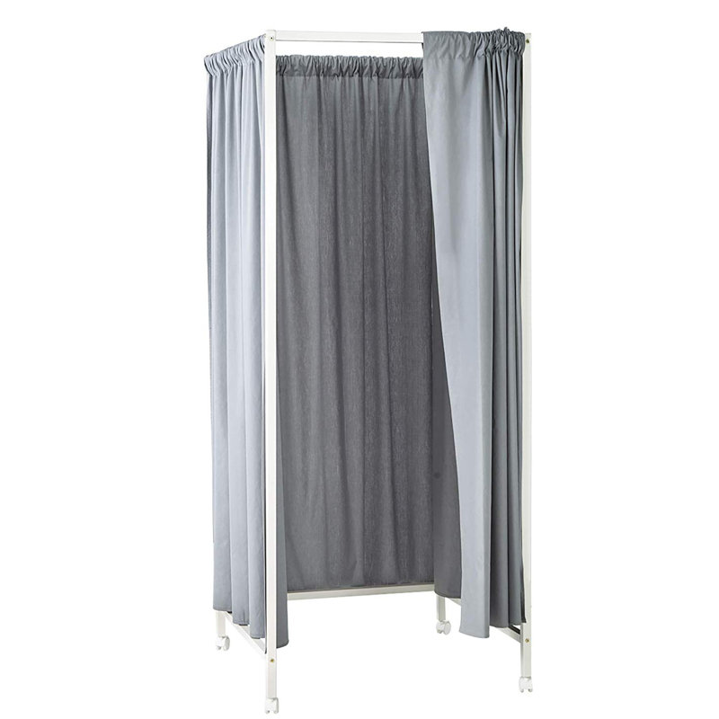 Cloison de vestiaire avec roues Dian Don't Look at Me, Structure blanche / tissu denim délavé et roulet