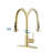 Stainless Steel Pull Down Kitchen Faucet With Soap Dispenser Brushed Gold-117581134