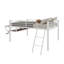 Lit mezzanine double en métal avec bureau intégré et bande lumineuse à DEL, blanc