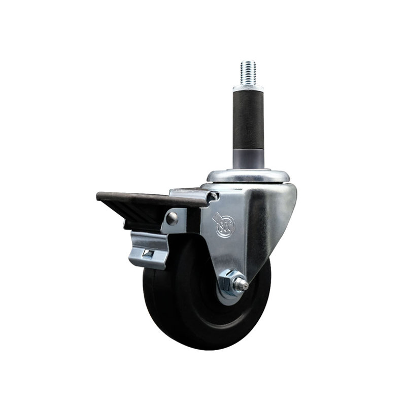 Roulettes pivotantes extensibles en caoutchouc souple avec frein SCC PLB 3,5 po x 1 po