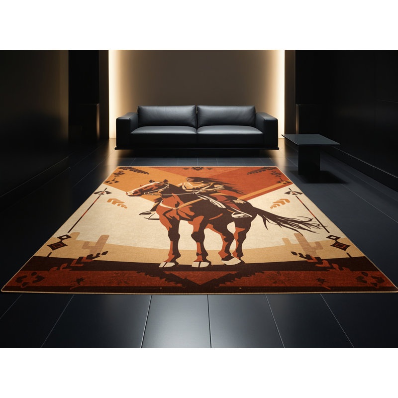 Tapis brun clair lavable à la machine Orrville Apache Rider, 2 x 4