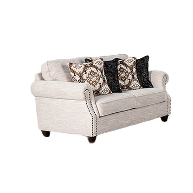 Serra Loveseat, 4 Accent Throw Pillows, Light Greige Polyester 67 Inch