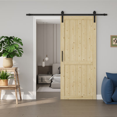 Porte de grange coulissante en bois massif 84 po H 84 po