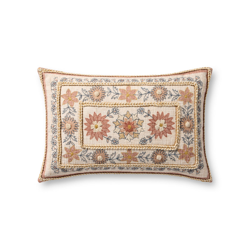 Loloi Throw Pillow, Red/Multi Floral, Pillow Cover Only - No Insert