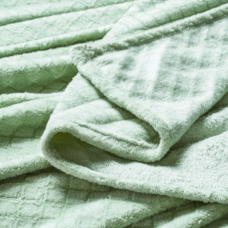 Literie en flanelle Atka Diamond, Écume de mer, Lit double