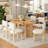 Farmhouse Wood Dining Table Set For 6 With Upholstered Chairs, 60" Rectangular Kitchen & Dining Room Table Set With Cutout Legs