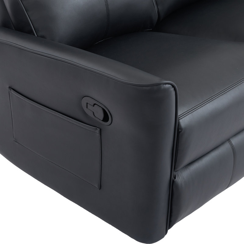Aburio 3 Seater Faux Leather Reclining Sofa, Black
