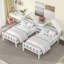 Lit plateforme simple double avec tête de lit en forme de maison et table de chevet intégrée-1859040836