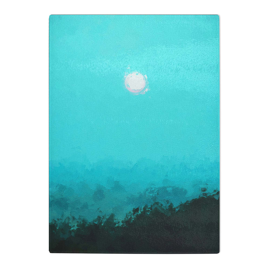 Tempered Glass Moon Above Kavala in Greece in Abstract Chopping Board