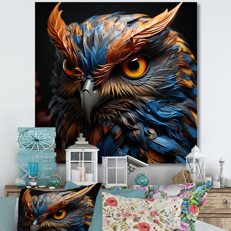 Portrait de chouettes sagesse II, Toile tendue, H 36 po x l 36 po x P 1,5 po