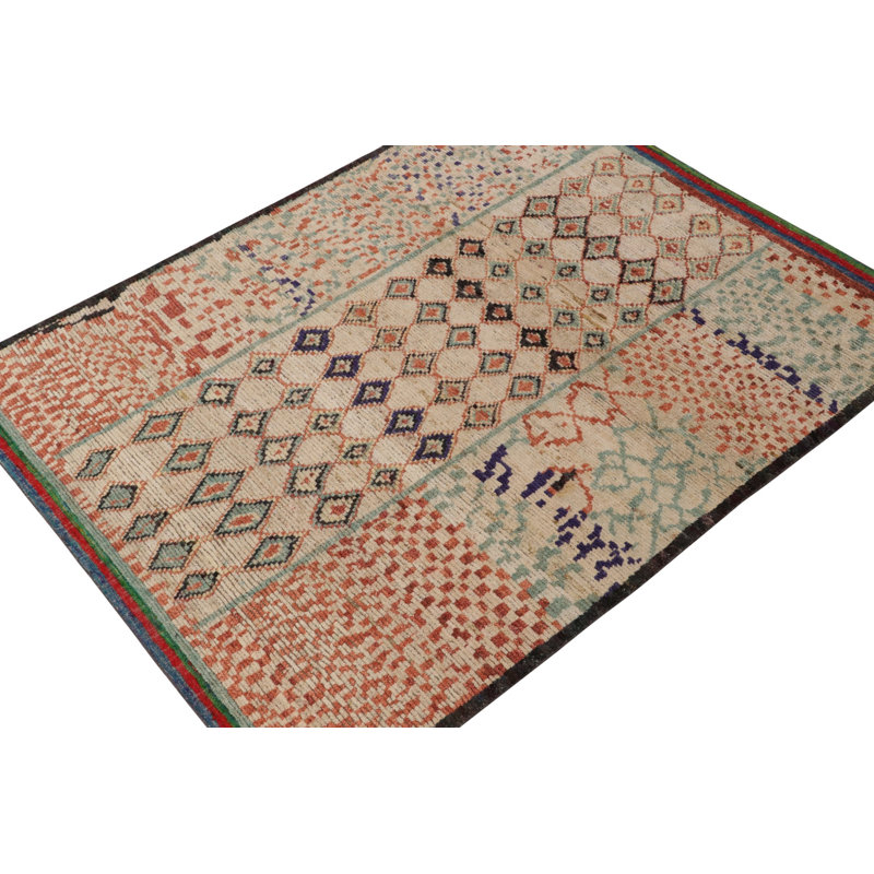 Moroccan Hand Knotted Area Rug, Rectangle 5' x 8'