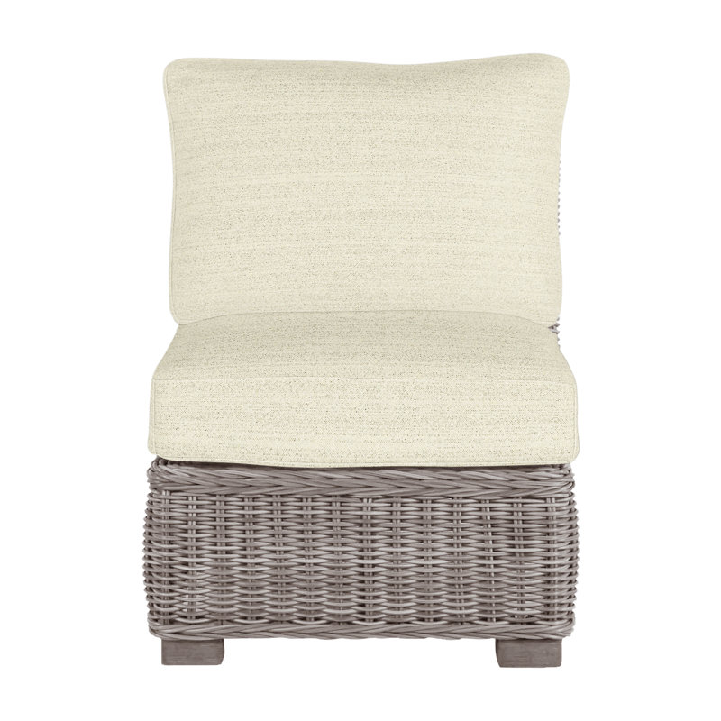 Rustic Woven Sectional Slipper Chair, No Welt, Oyster, Bali Pearl