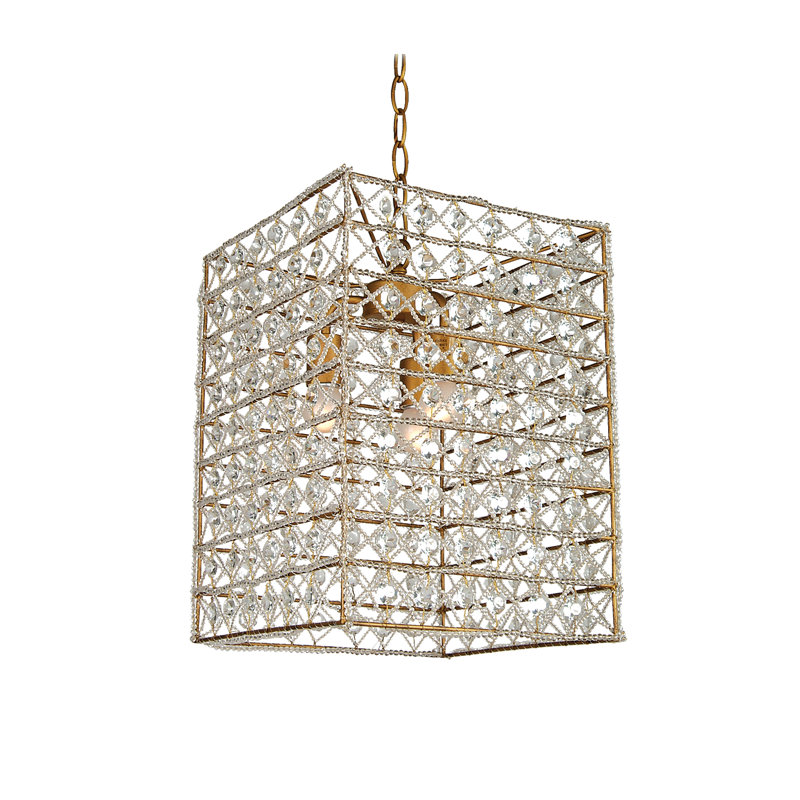 3-Light Bronze Pendant With Clear Crystal Accents