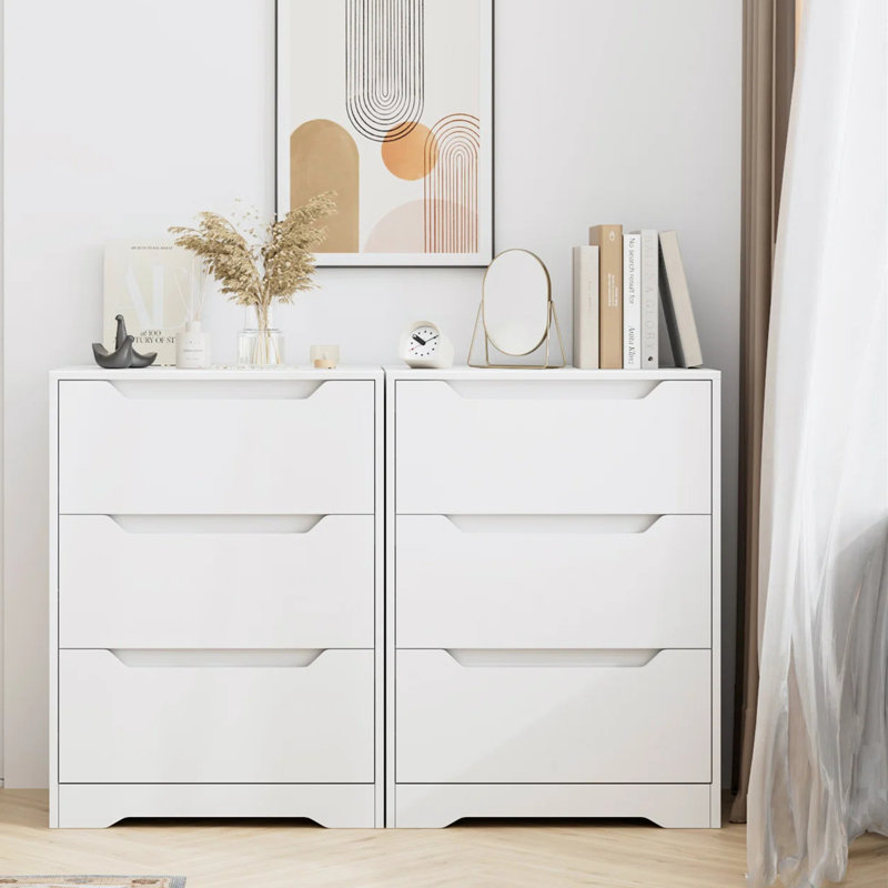 Bolanger 3 Drawer 23.6" W Nightstand, White