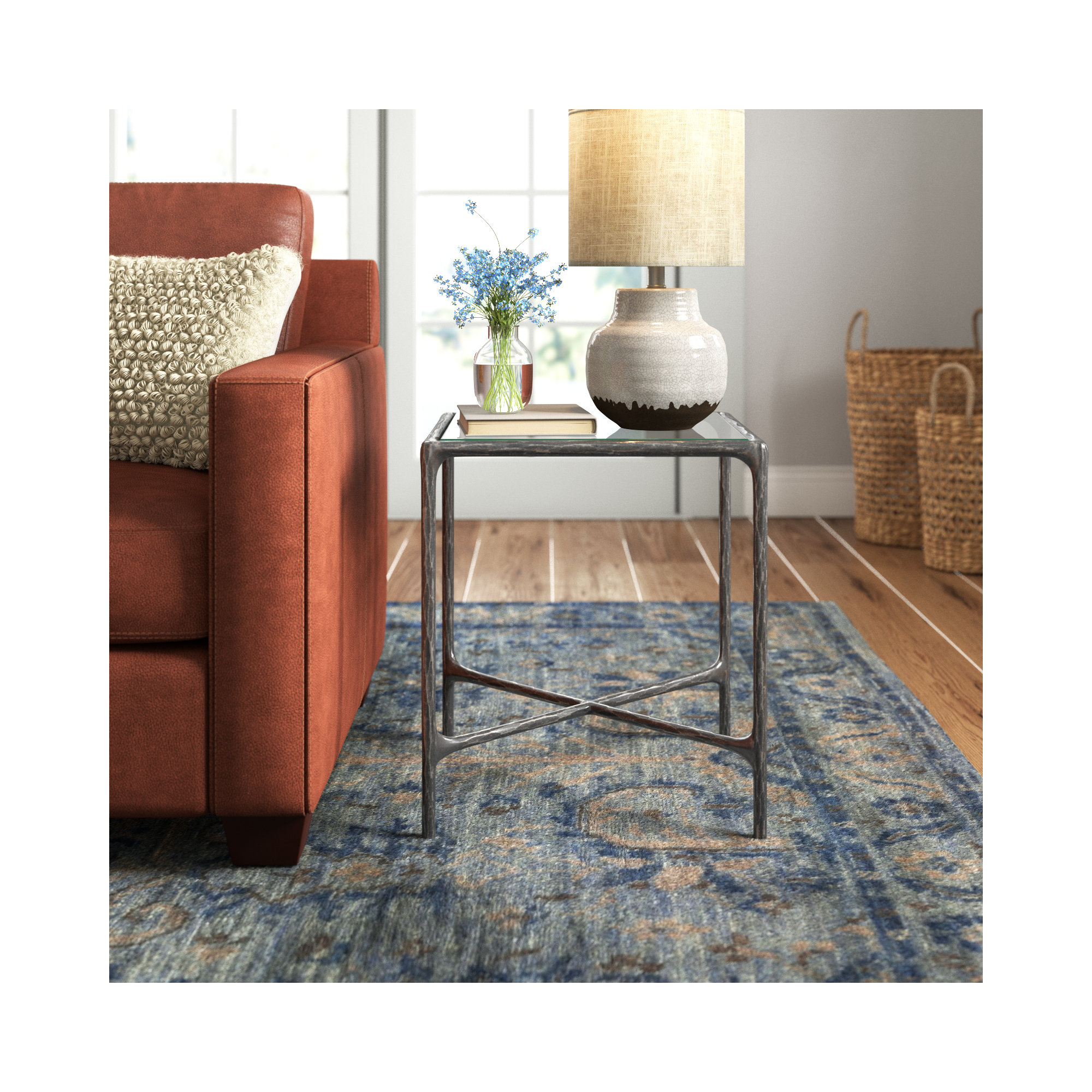 Evelynn End Table, Black, Clear