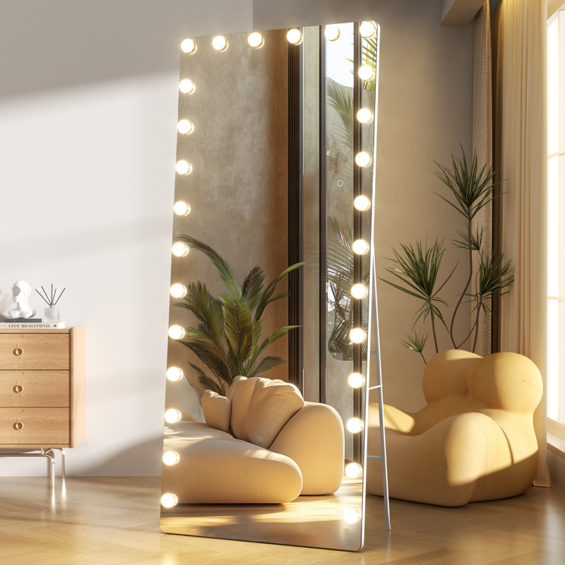 Ebern Designs Modern & Contemporary Lighted Full-Length Mirror with Tempered Glass & 3-Year Warranty, 83" x 35"