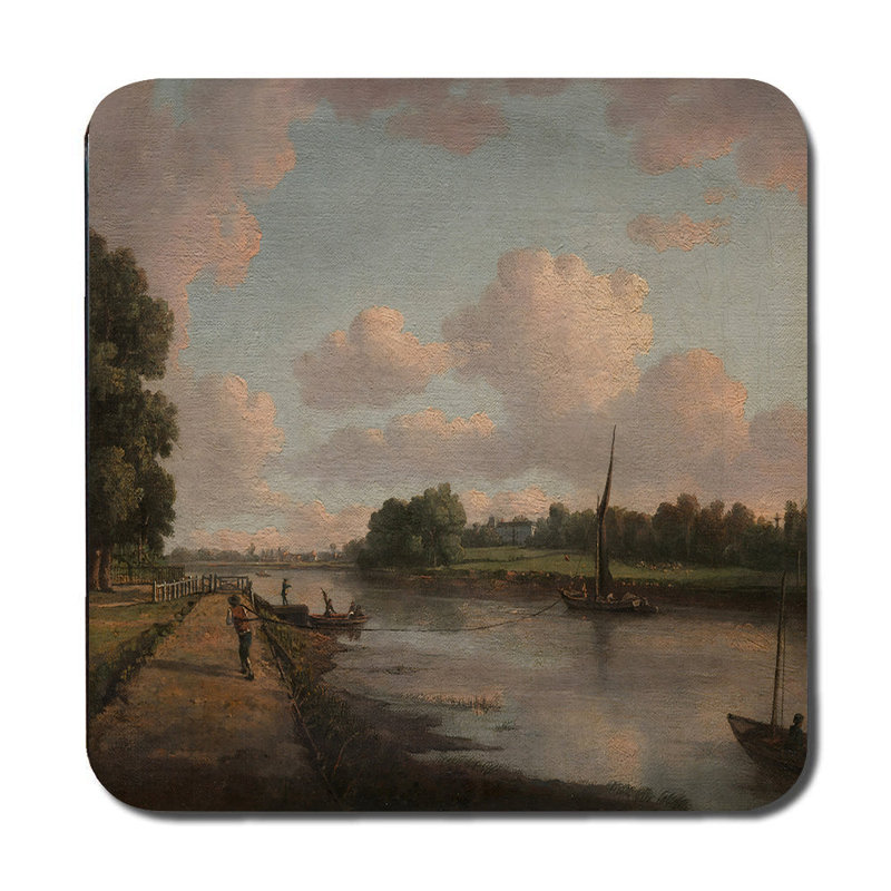 River Landscape Placemat And Coaster Set Vintage Art Print