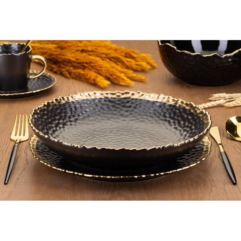 Westboro Piece Ceramic Dinnerware Set - Service for 4, Black