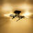 4 - Light Black And Gold Sputnik Linear Semi Flush Mount