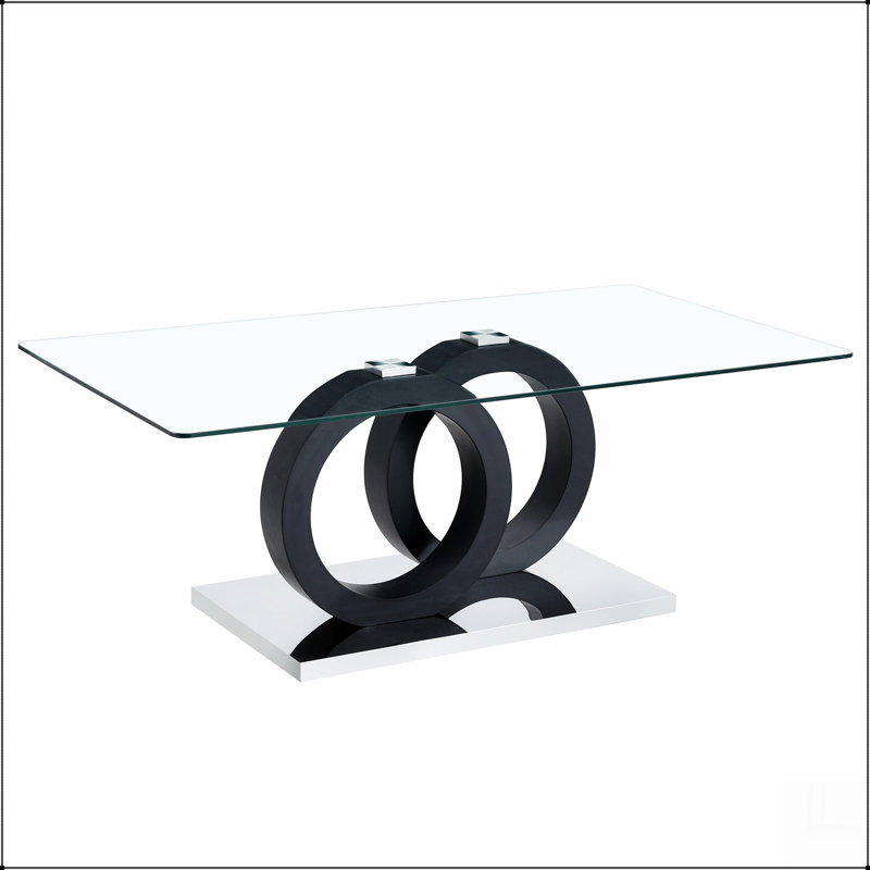Table basse moderne en bois aggloméré de style moderne avec base - convient aux salons et aux salons, Noir