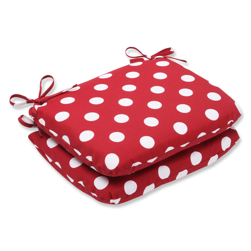 Coussin de chaise de salle à manger d’intérieur/d’extérieur, Rouge / blanc à pois
