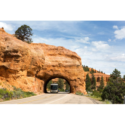 RV Red Canyon Tunnel Utah by Sframephoto - Wrapped Canvas Print