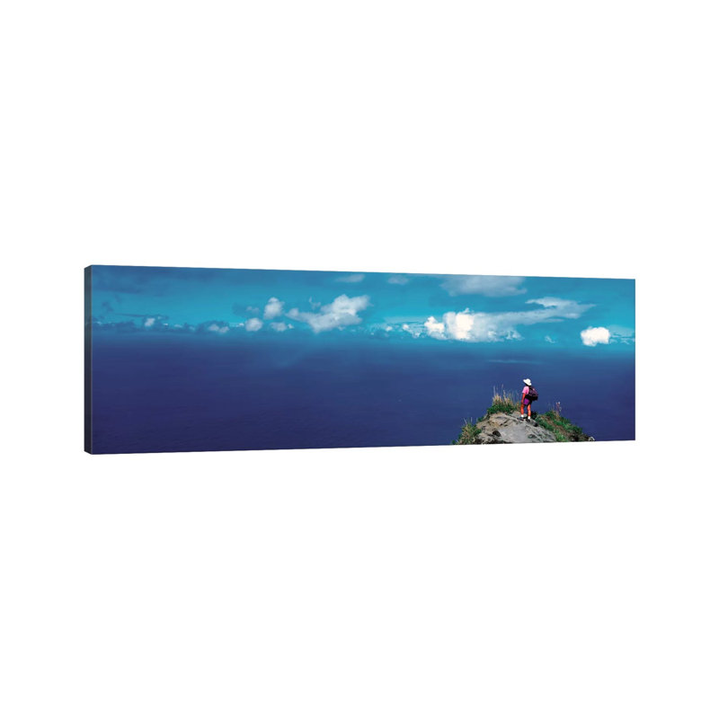 Hiker Pali Kokee State Park Kauai HI USA - Wrapped Canvas Panoramic Print, 121.92 cm H x 40.64 cm W x 3.175 cm D