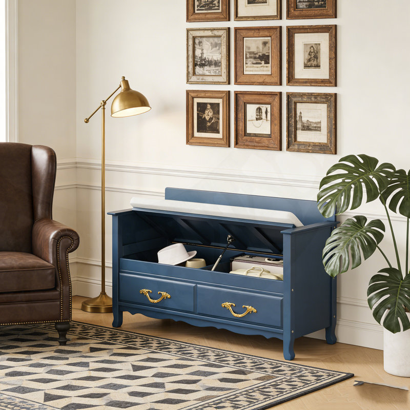 Shoe Bench With Removable Cushion And Hidden Storage, Gas Spring Lid For Easy Access, Vintage Design Entryway Seating.