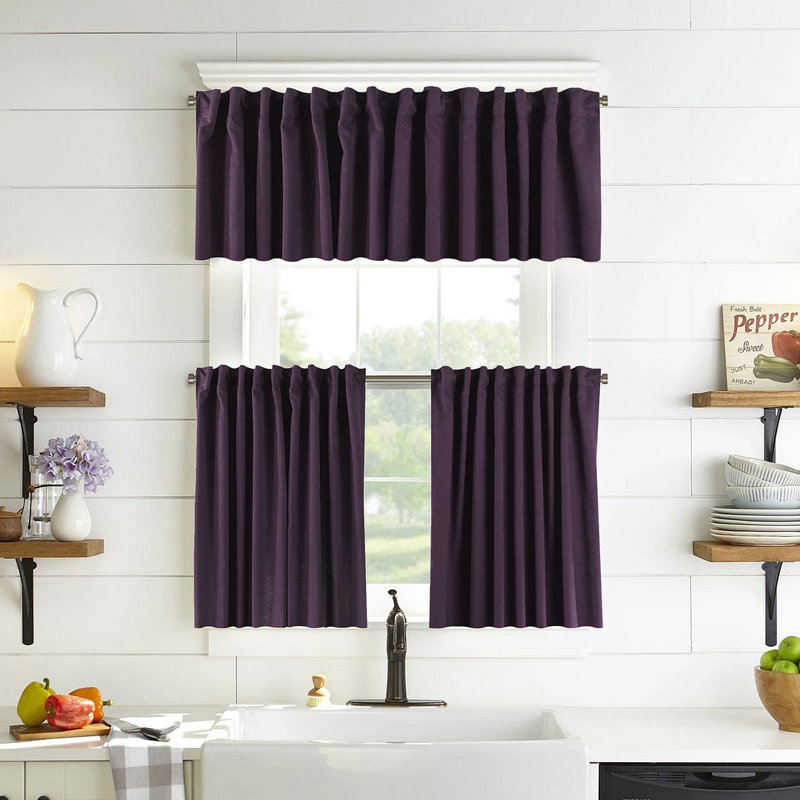 Solid Colour Kitchen Curtain, Purple, 60" W x 60" L