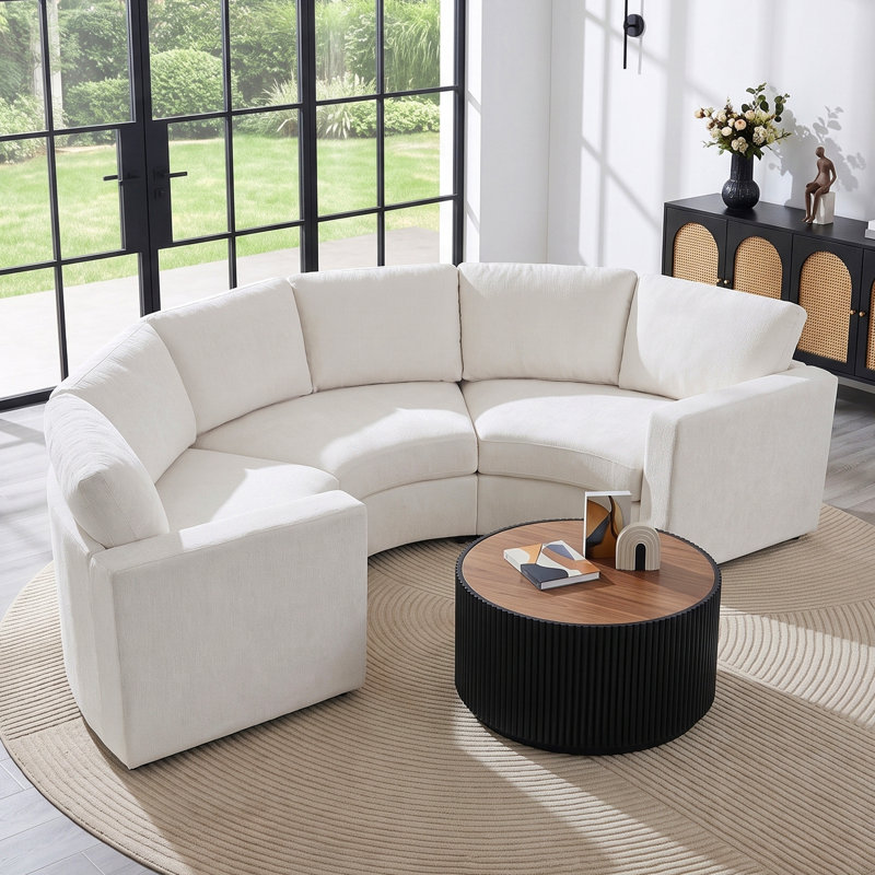 Canapé modulaire courbé 3 pièces, Beige