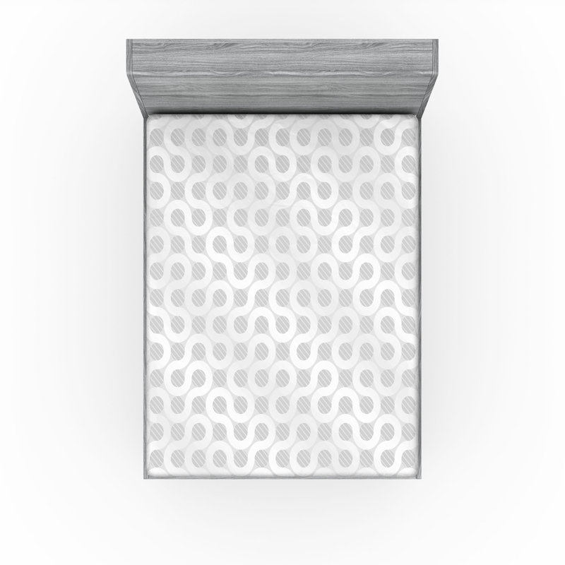 Drap-housse orange Ambesonne, Abstrait - gris / blanc, Drap-housse de taille très grand
