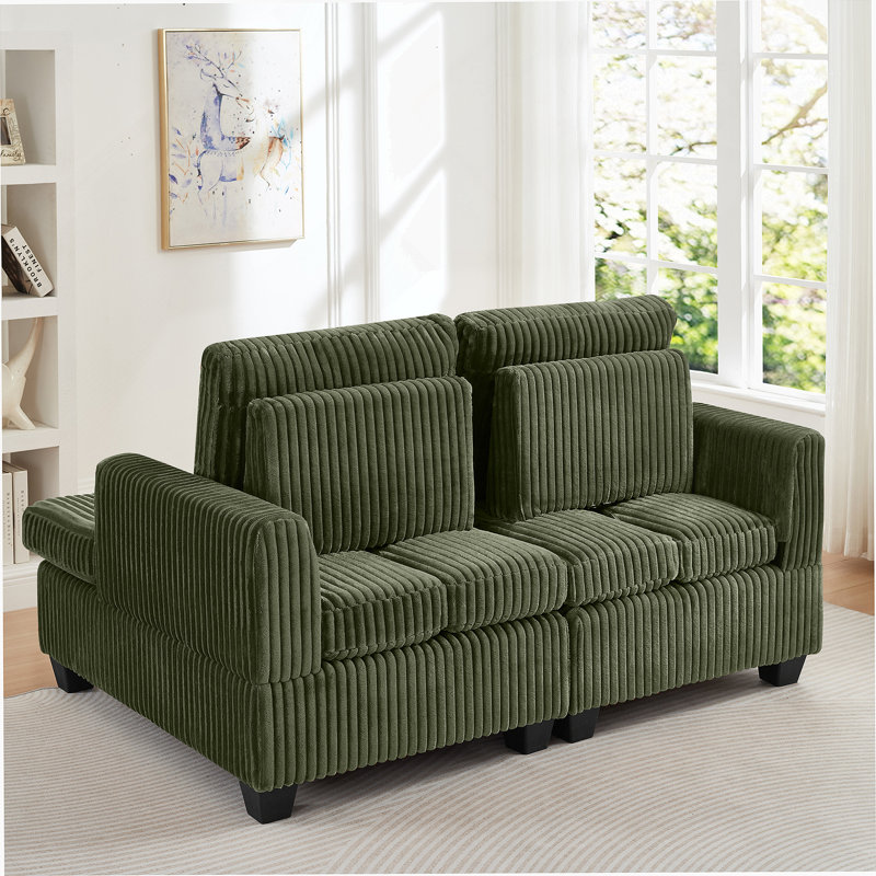 Loveseat, Sofa With Adjustable Back For Living Room,Bedroom And Apartment, Green