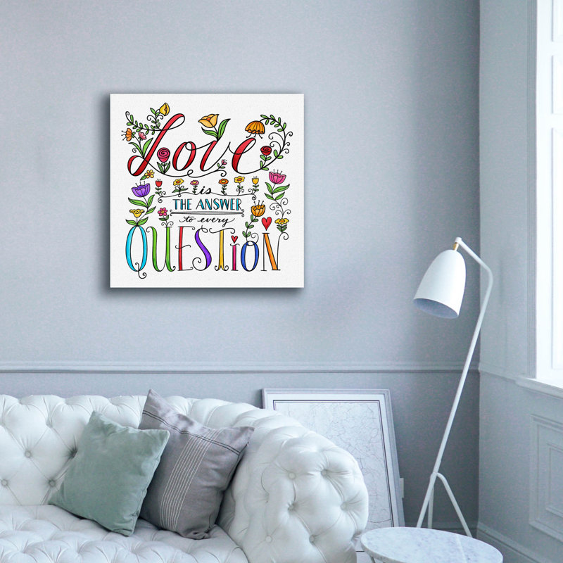 Toile épique Graffiti «Love Is The Response Color» par Elizabeth Caldwell, 37 po x 37 po, H 37 po x l 37 po