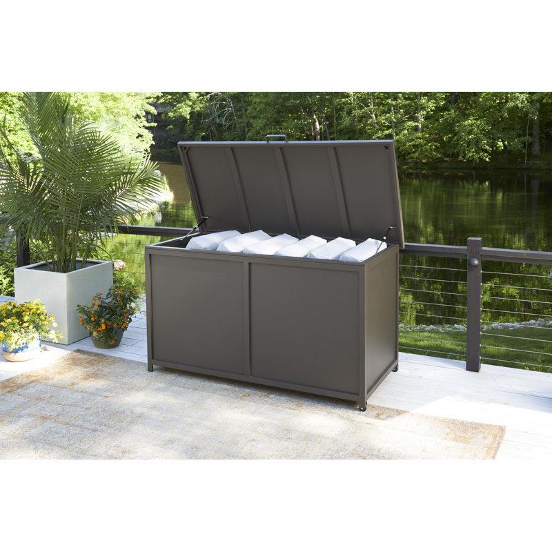 Alfresco Home Yacht 33'' W 390 Gallons Water Resistant Metal Deck Box with Wheels, Brown