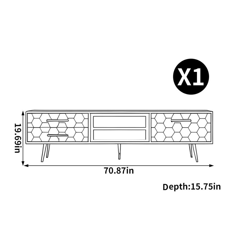 Meuble télé moderne de style américain, 70.87"