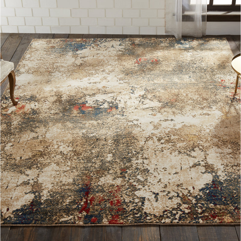 Tapis ivoire à motif abstrait Hitchin, Rectangle 8 pi 6 po x 11 pi 6 po