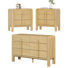Ensemble de chambre à coucher 3 pièces , Ensemble de commode et de table de chevet 6 tiroirs Mid Century