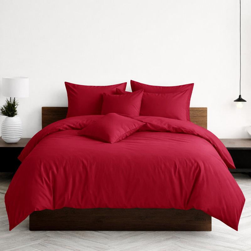 Luxury 3-Piece Dyed Duvet Cover Set With Pillowcases, Double Duvet Cover Set + 2 Pillowcases, Burgundy