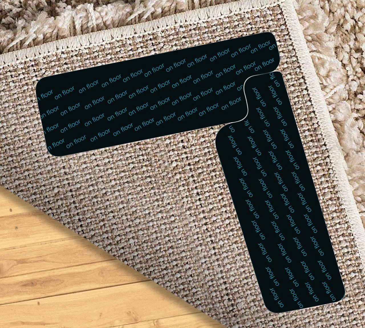 8 PC Anti Slip Rug Gripper Set Carpet Grip Mat Non Skid Tape Adhesive Floor Pad, Black