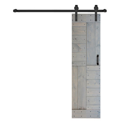 Porte de grange à panneaux en bois S Series avec trousse de quincaillerie d'installation
