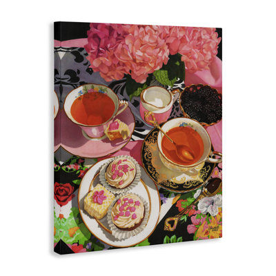 Pink Hydrangea Tea Party Canvas Wall Art by Mardell Schuster