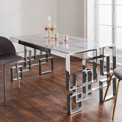 Arabi Glass Top Metal Base Dining Table