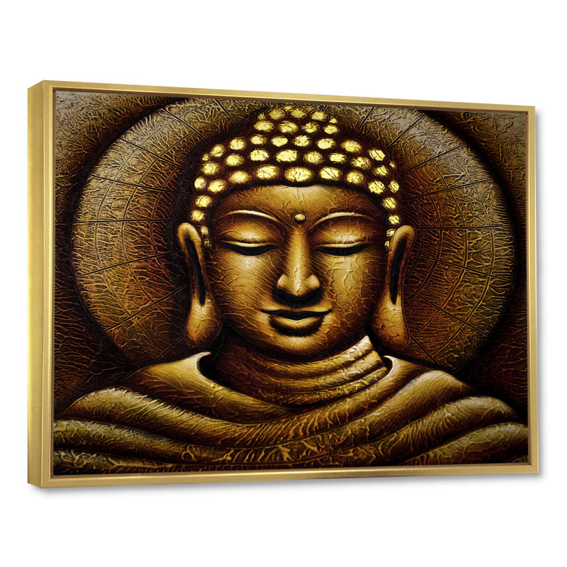 Budha - reproduction sur toile, H 8 po x l 12 po x P 1 po, Cadre flottant doré