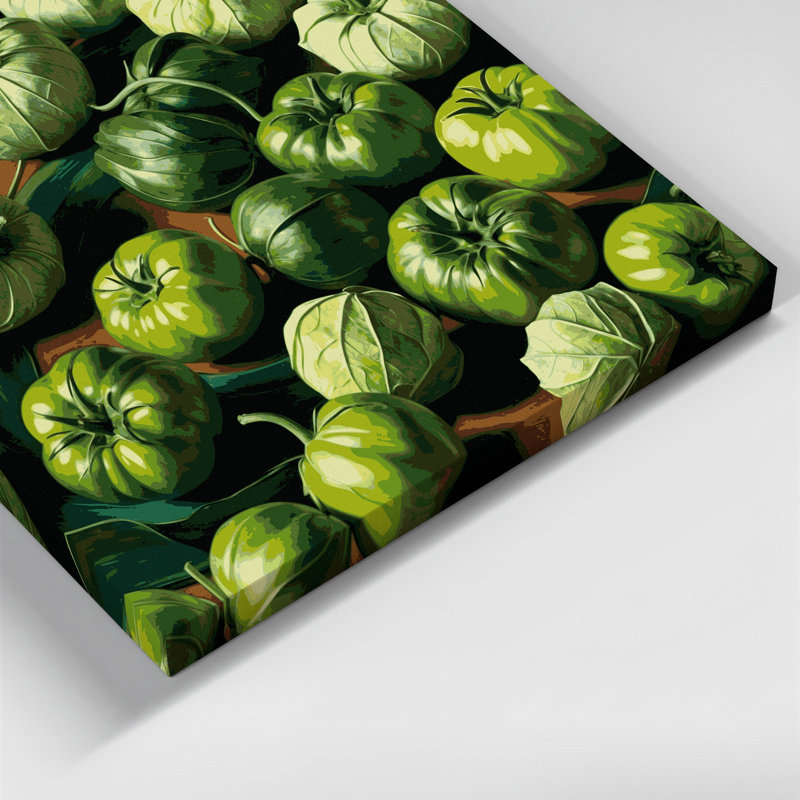 Art mural sur toile vert légumes Tomatillo, H 11 po x l 14 po