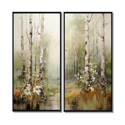 Minimalisme, forêt, bois II - ensemble d'art mural traditionnel de 2